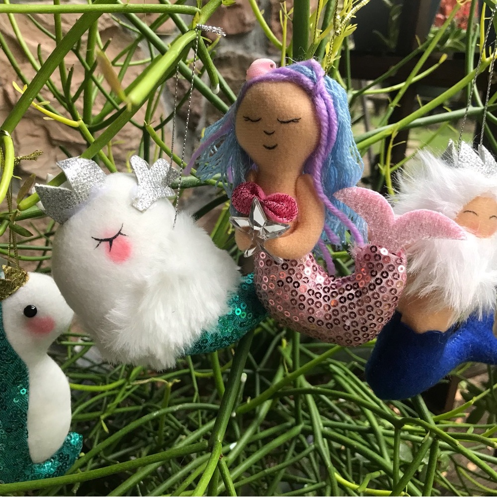 Set of 4 Mermaid Under the Sea Holiday Time Christmas Ornaments